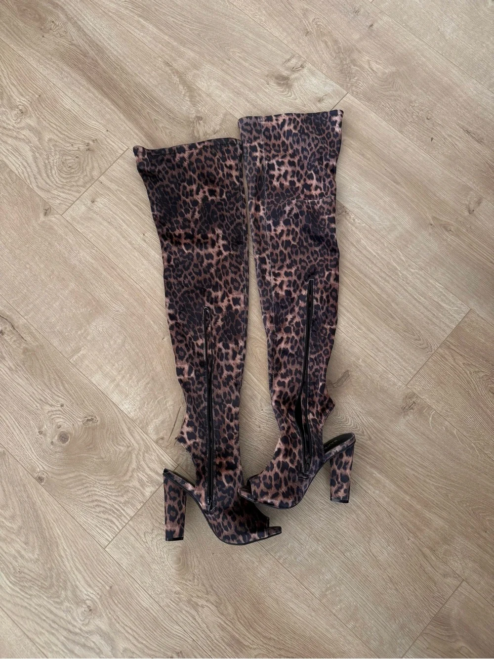 Bamboo Leopard Print Over-the-Knee Boots | Size 7